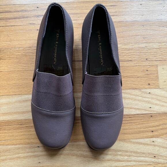 Dr. Leonard's Brown Leather Flat Comfort Shoes Size 9M Mature Slip On - Picture 3 of 12